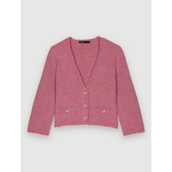 💕MAJE💕 Tweed Effect Knit Cardigan ~ Pink Size FR 1 = US Small NWOT - Picture 8 of 16